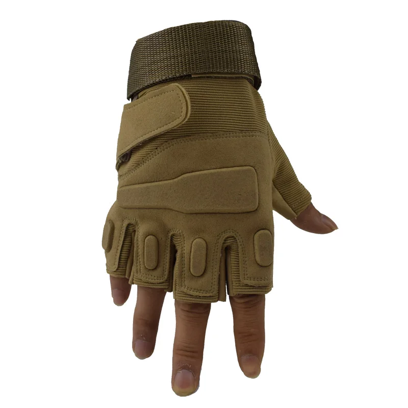 Tan Half Finger Тактические перчатки без пальцев, военные армейские перчатки для стрельбы, пейнтбола, страйкбола, велосипеда, мотоцикла, боевые перчатки для спорта на открытом воздухе, военные варежки - Цвет: Tan Half Finger