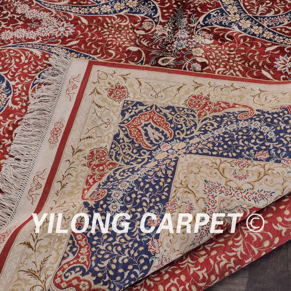 Yilong 8 'x 10' красный ручной УЗЕЛКОВЫЙ Тебризский шелковый ковер восточные
