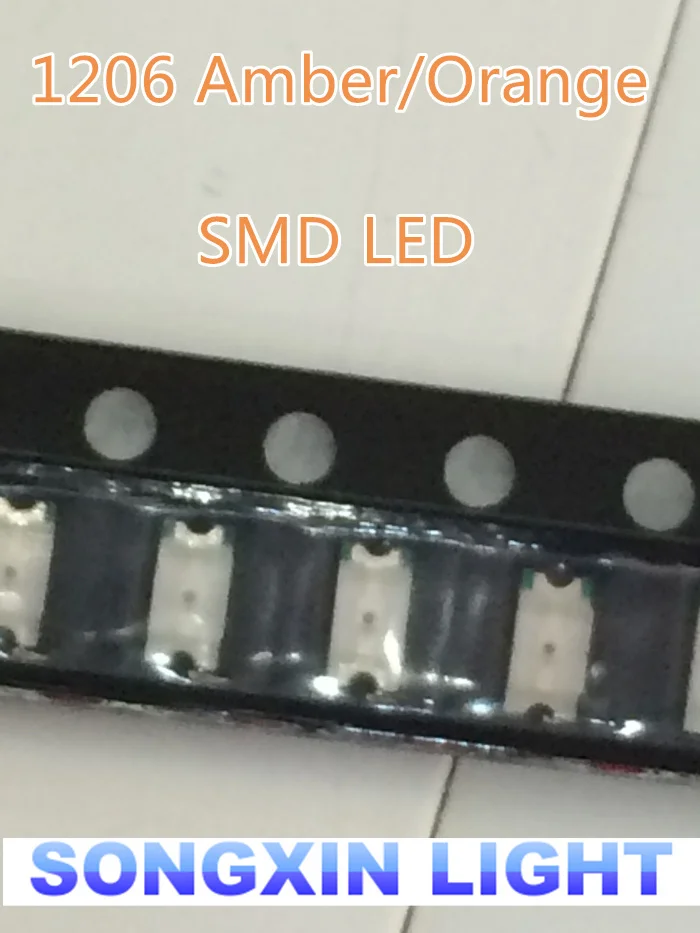 100 шт. оранжевые/янтарные 1206 SMD SMT супер яркие светодиодные лампы светильник