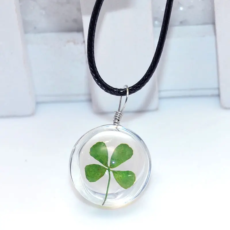 Bespmosp Clover Heart Oval Water Drop Rectangle Moon Real Dandelion Seeds Wish Glass Pendant Necklace Chain Women Girls Jewelry | Украшения