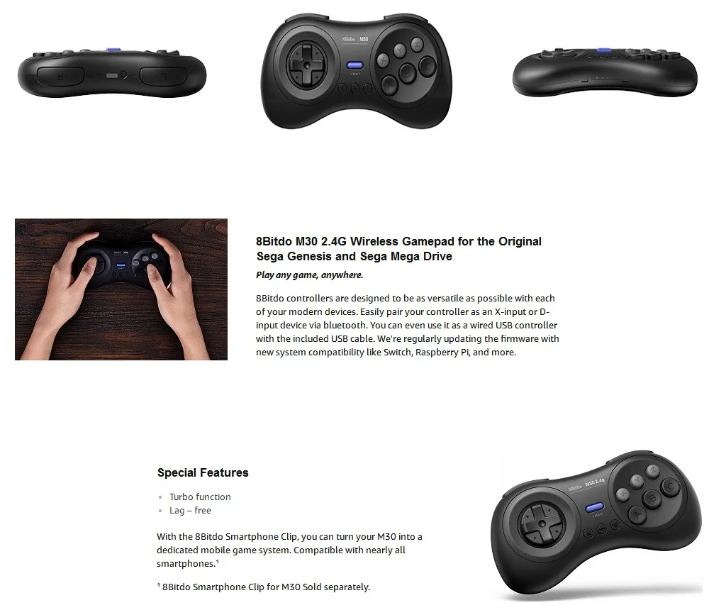 8BitDo M30 2,4G беспроводной геймпад игровой контроллер Джойстик для sega Genesis и sega Mega Drive-sega Genesis