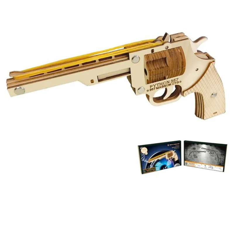 New Assembly DIY Education Toy 3D Wooden Model Puzzles For Kids Gifts Of Revolver rubber band gun | Игрушки и хобби