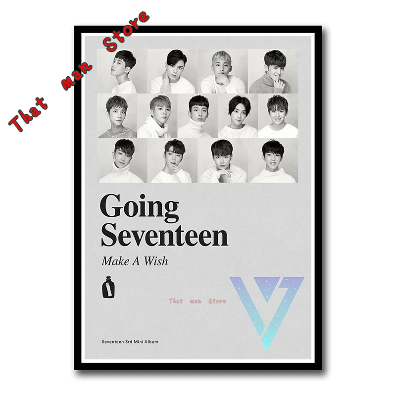 Корейский плакат группы seventeen прозрачные наклейки на стену с изображением