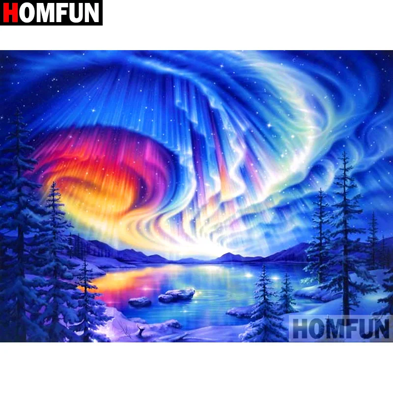 Алмазная 5d-картина HOMFUN цветная Аврора вышивка крестиком с полными