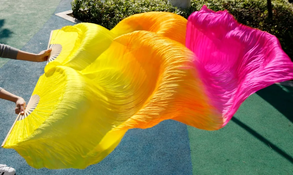 Веер вуаль из натурального шелка для танца живота 2018 см длиной 180 см|fan veil|silk fan