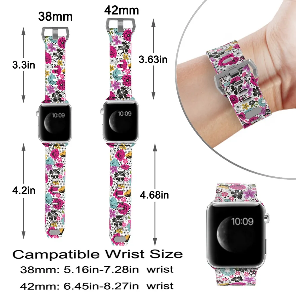 Мягкий силиконовый ремешок для часов Odog с принтом Fllower для Apple Watch Series 4, 40 мм, 44 мм, ремешок для наручных часов, аксессуары для умных часов