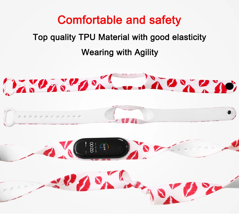 BOORUI Mi band 4 ремешок для xiaomi mi band 4 аксессуары pulsera inteligente силиконовый пояс с цветами Замена для m4 band