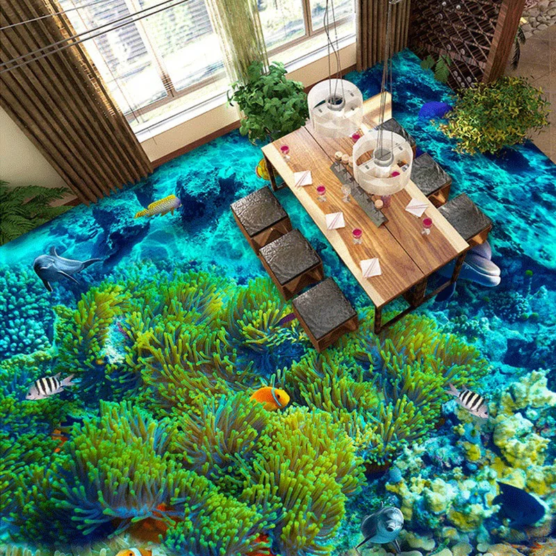 Пользовательские пол 3D океан море звезда рыба настенная живопись ванная комната