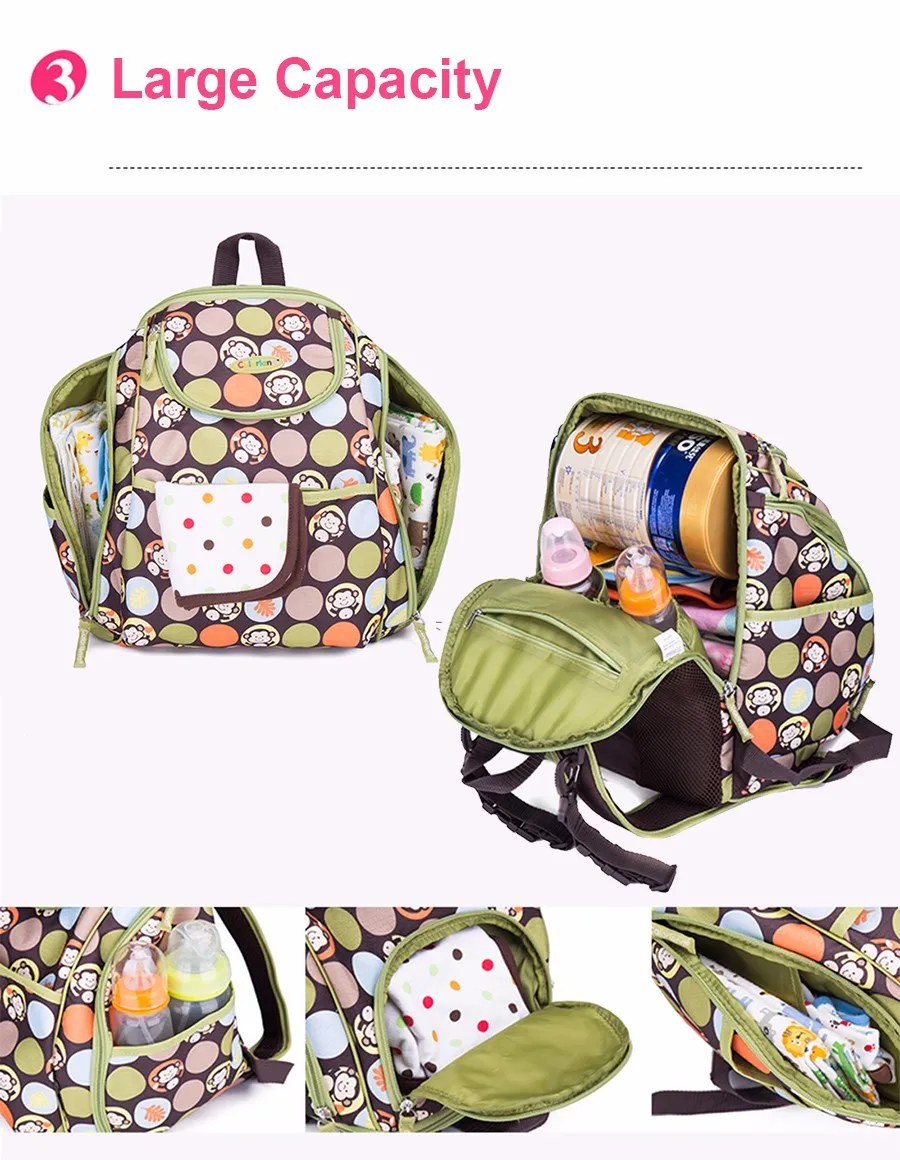 Barato COLORLAND-mochilas Elegantes De Gran Capacidad Para Pañales De Bebé, Bolsos Con Cambiador De Estera, Bolsa De Pañal Multifuncional Para Mamá, Novedad