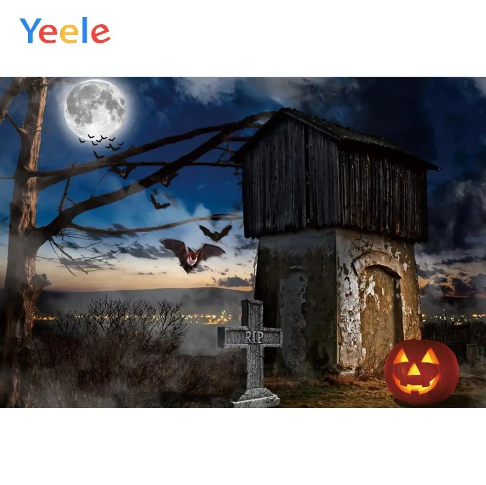 Yeele Хэллоуин Ночь Луна крест Chalet летучая мышь Тыква фотографии фоны