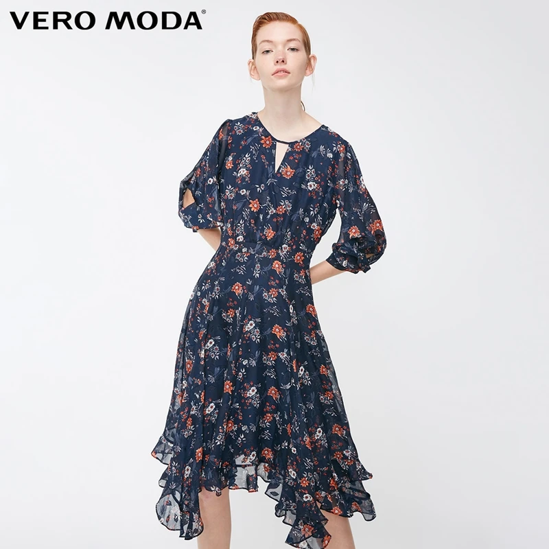 Vero Moda платье женское платье миди с вышивкой и оборками | 31847C502