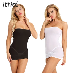 Сексуальное женское экзотическое цельное платье iefiel без бретелек, популярное танцевальное платье, Клубная одежда, полупрозрачное платье-трансвестит