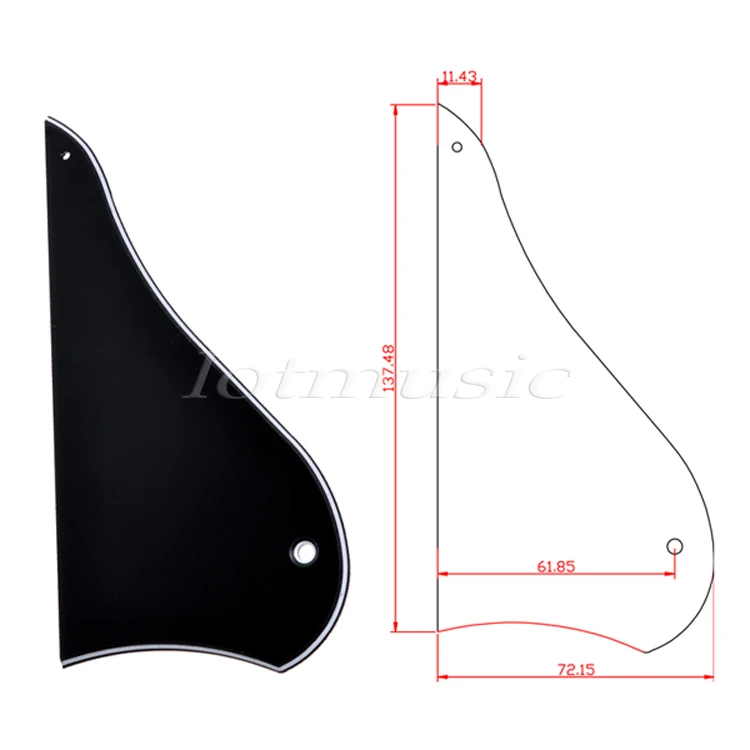 2 упаковки Mandolin Pickguard 3 слоя отверстия ABS поцарапанная пластина черная|Детали и