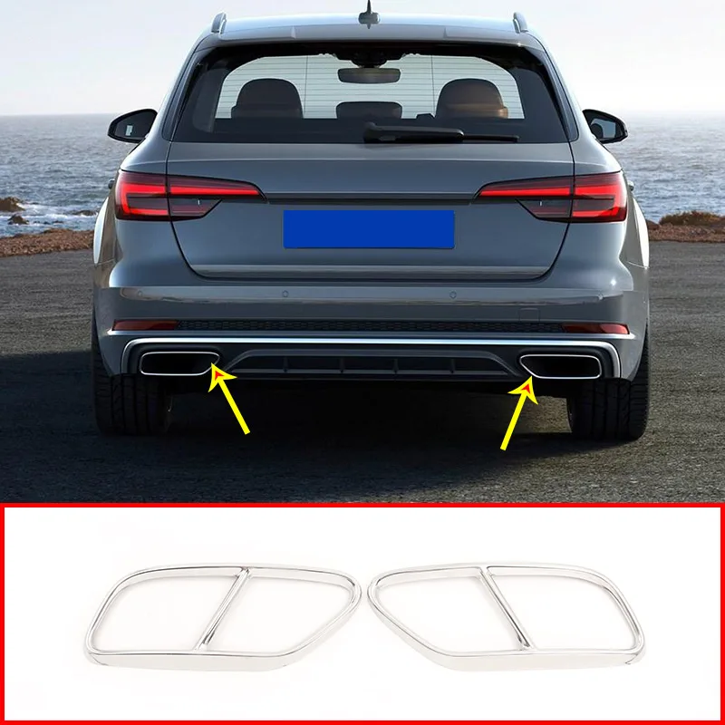 

2pcs Chrome Stainless Steel Car Tail Throat Exhaust Pipe For Audi A4 B9 2019 Muffler Tip Accessories