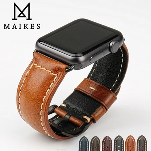 Аксессуары для часов MAIKES из натуральной коровьей кожи для apple watch ремешок 45 мм 38 мм коричневый ремешок для apple watch 44 мм 41 мм iwatch 7 браслет