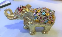 color stones studded elephant jewelry trinket box crystals elephant keepsake display box cute animal shaped gift