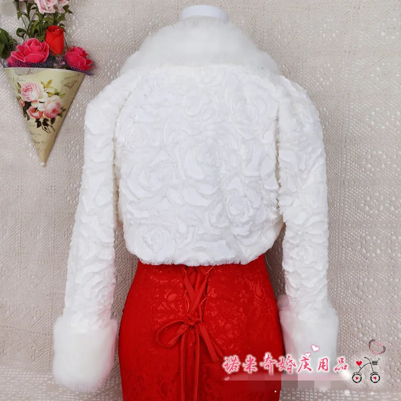 Зима свадебные белый шуба свадебный платок куртка обертывания болеро