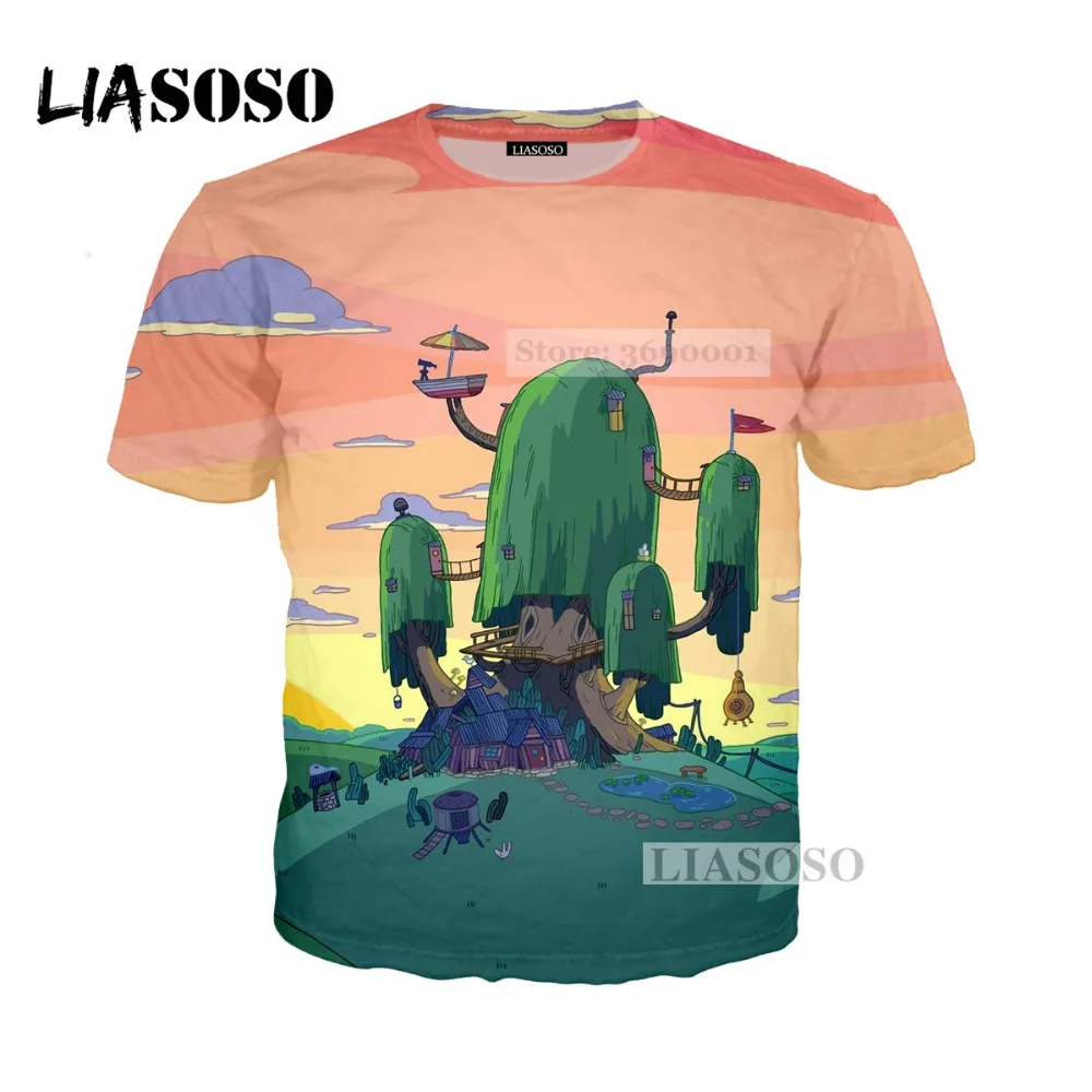 LIASOSO 2018 Женская и мужская футболка с 3D принтом из мультфильма Время приключений