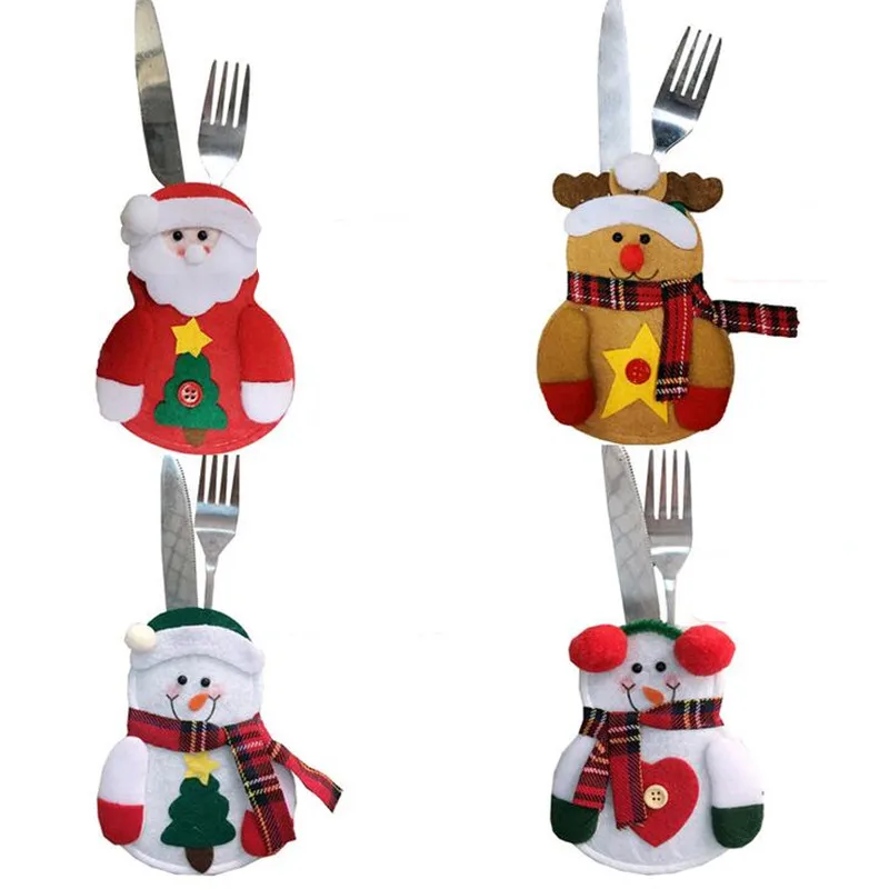 5 шт./лот набор столовых приборов снеговика Санты ножи для людей Сумка Держатель