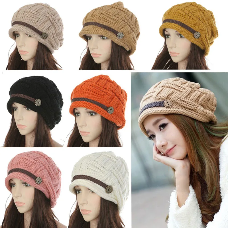 Модная женская Зимняя Теплая Вязаная Шапка бини Rageared большая плетеная шапка