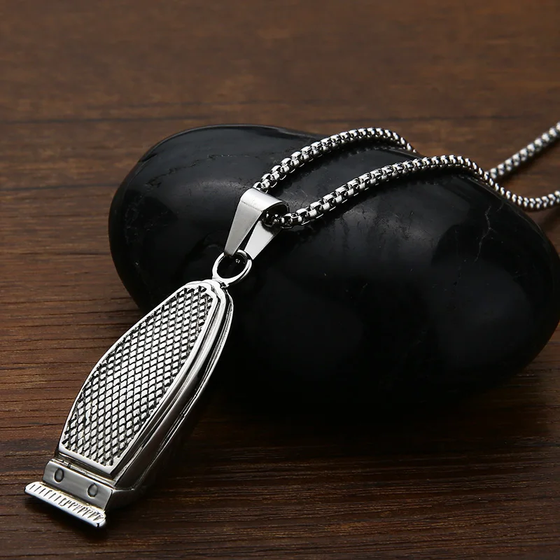 Valily Jewelry Mens Necklace Shaver Pendant Solid Razor for Men Stainless Steel Unique Design in Shaving Beard |