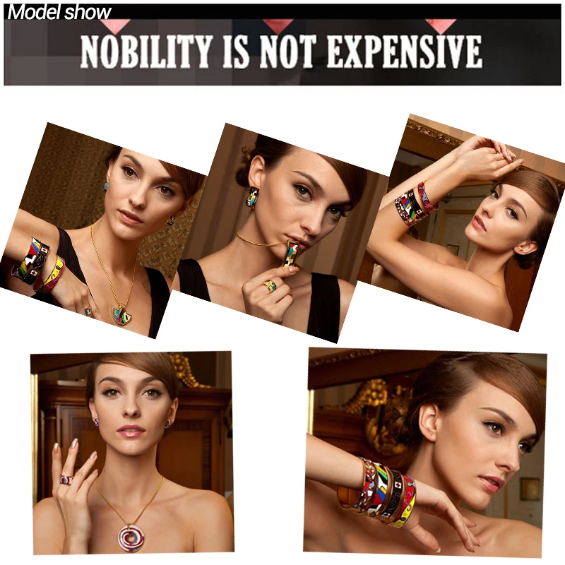 Цвет ful девушка эмаль Серьги-гвоздики кулон Цепочки и ожерелья Золото-Цвет