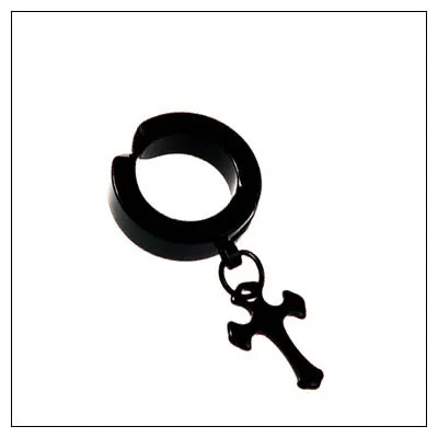 Cross 3 black 2 шт, панк, нержавеющая сталь, крест, звезды, кулон, клипса, без пирсинга, серьги для женщин, хип-хоп, модные, без отверстия для уха, мужские ювелирные изделия - Окраска металла: Cross 3 black