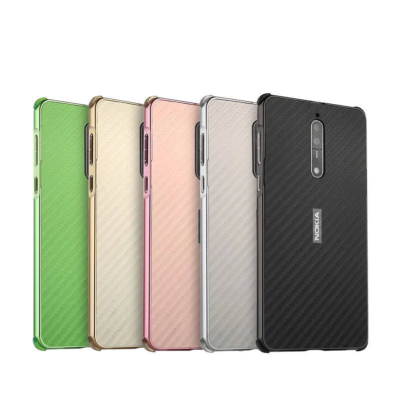 Роскошный Жесткий чехол с металлическим бампером для Nokia X6 X5 8 7 Plus 6 6,1 PC задняя панель чехол из углеродного волокна для Nokia 8 7 чехол для телефона Capa