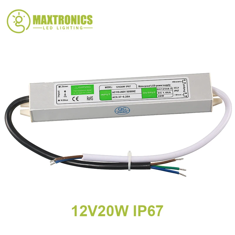 Светодиодный драйвер водонепроницаемый IP67 AC/DC 220 В 12 трансформатор алюминиевый 10