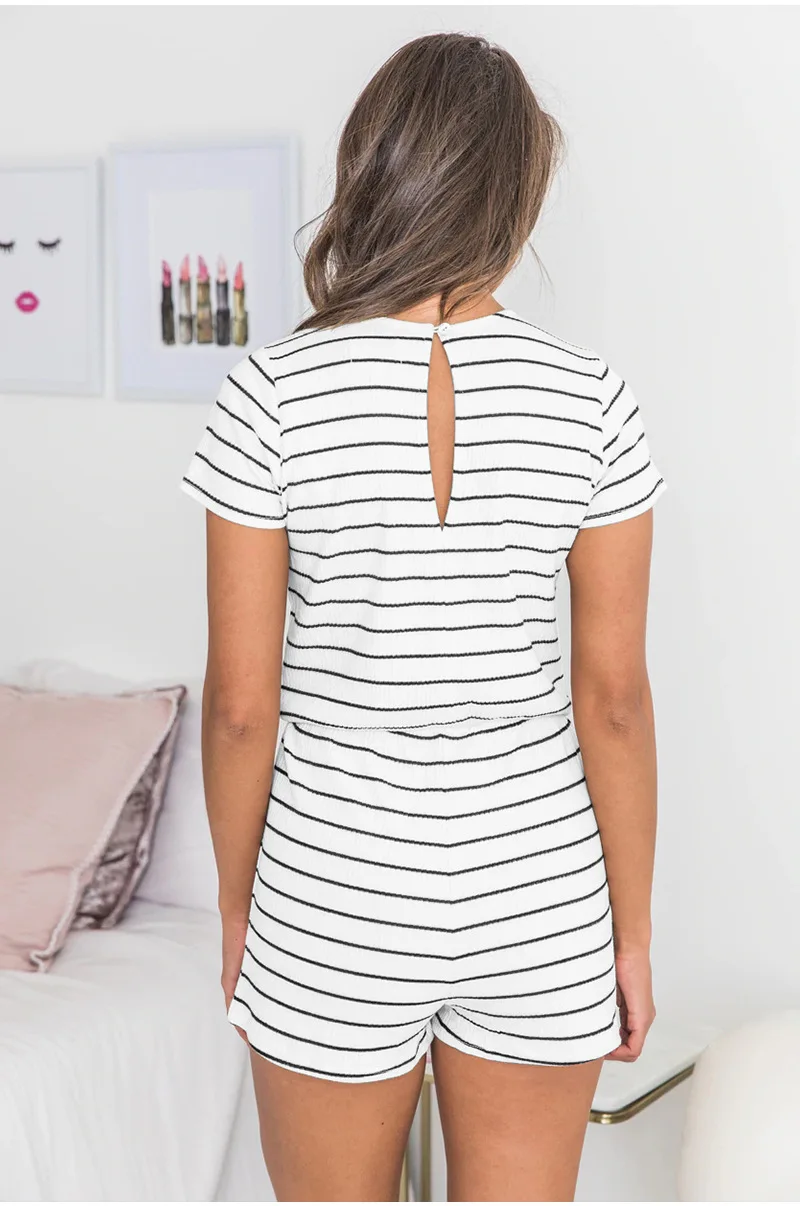 Женский купальник бикини с круглым вырезом повседневные шорты в полоску|Женские