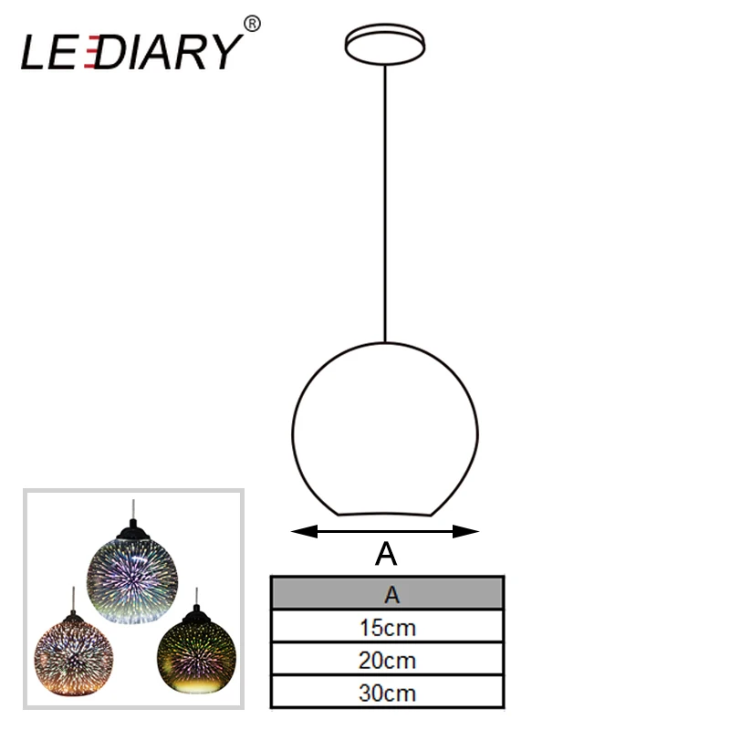 Стеклянные подвесные 3d светильники LEDIARY в виде фейерверка Светодиодная лампа E27