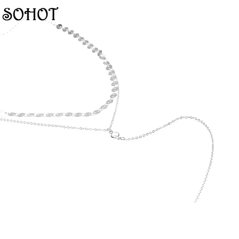 SOHOT простой дизайн золотой серебряный цвет металлическая цепочка колье женское