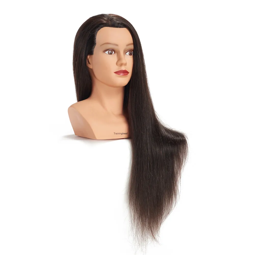 Traininghead 28&quot-30&quotMannequin Head 100% Human Hair Hairdresser Training Manikin Cosmetology Doll Head(Clamp Stand Included) |