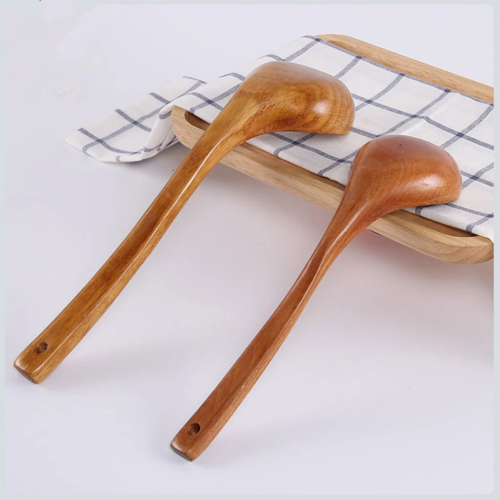 

Large Primitive Wooden Soup Spoon Long Handle Scoop Natural Cucharas Colher Shovel Tableware Utensil Gadgets Kitchen Accessories