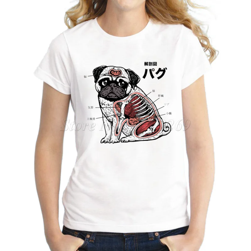 Модная дизайнерская женская забавная футболка с рисунком мопса женские крутые