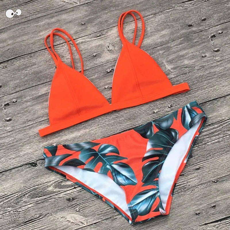 2018 сексуальный топ с лямкой на шее купальник бикини Женский треугольный