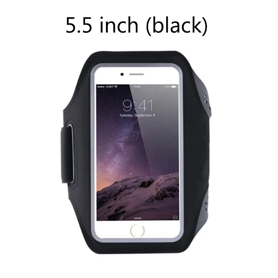 5.5 inch (black) Водонепроницаемый спортивный чехол с повязкой на руку для iPhone 6 S Plus 7 8 Plus, сумка на пояс для бега в тренажерном зале, чехол для 4,7 дюймового 5,5 дюймового смартфона - Цвет: 5.5 inch (black)