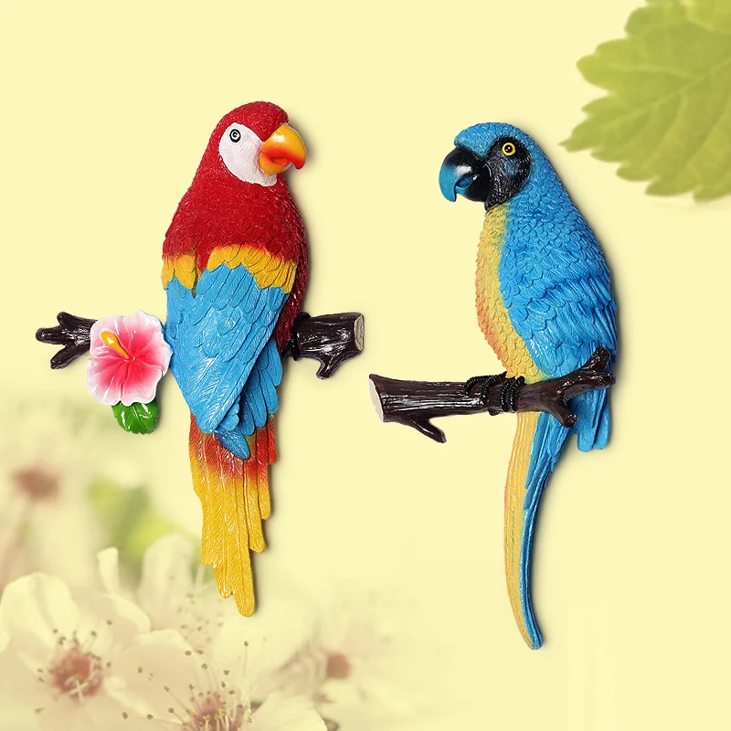 

Stereo parrot ornament creative Mediterranean Home hanging living room background European ornament resin