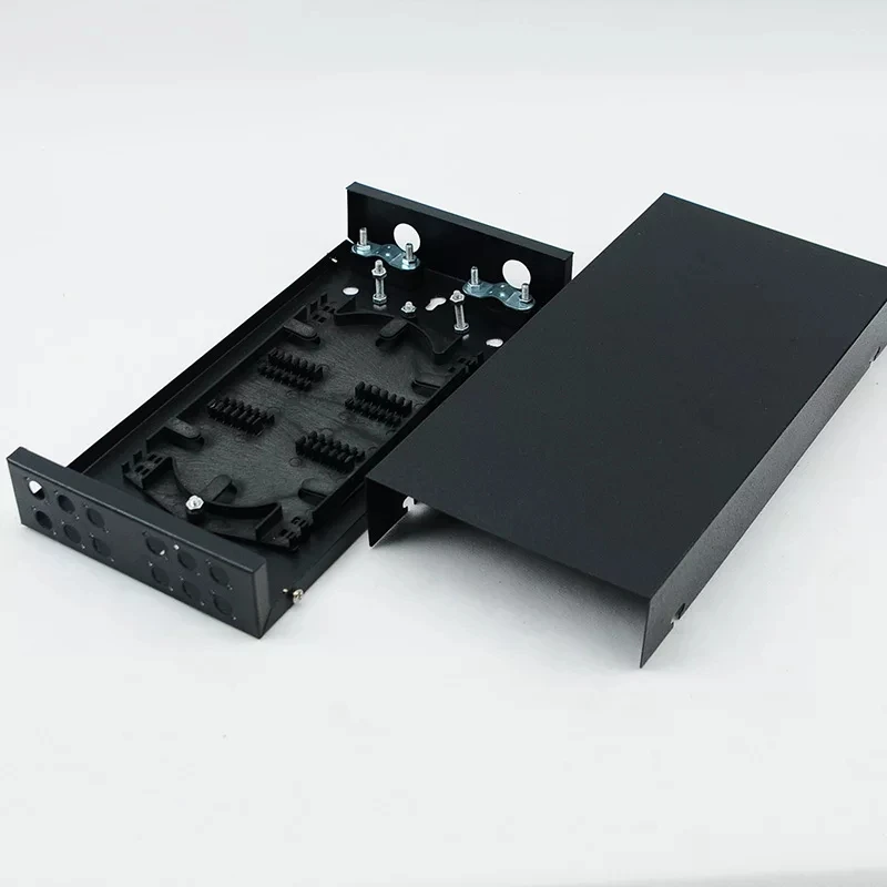 3pcs 12 cores FTTH ST blank terminal box SPCC 12 ports ST fiber optic patch panel FTTX distribution box black ELINK