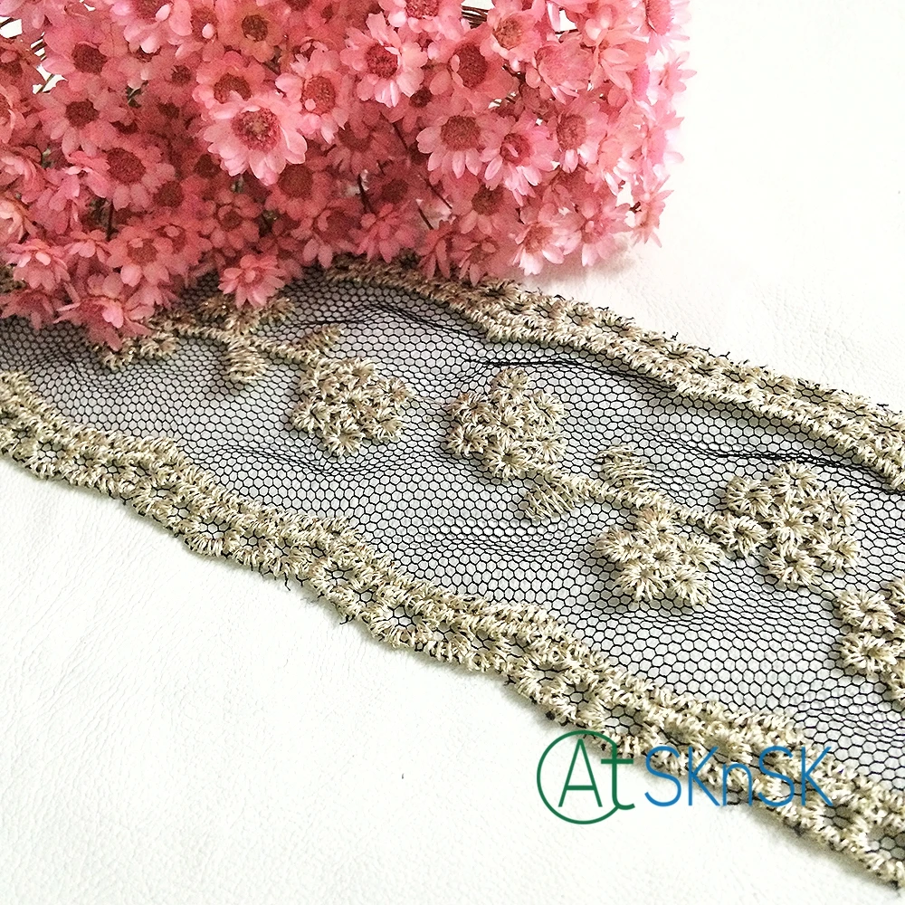 Latest arrival 1yard/lot Good quality white and black eyelashes lace fabrics wide 6CM handmade clothing accessories diy flower | Дом и сад