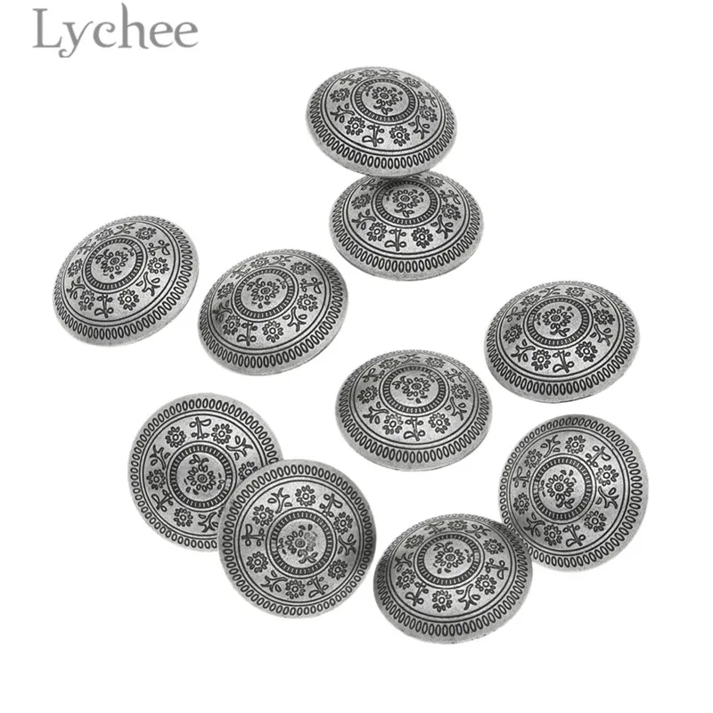 Lychee Life 10 шт. винтажные Цветочные Резные металлические пуговицы Ретро круглая