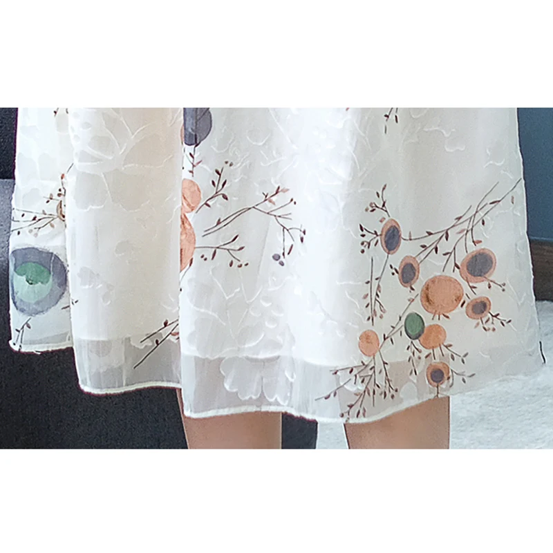 

Chiffon High Elastic Waist Party Dress A-line Women Half sleeve Flower Print Floral Bohemian Dress Female Vestido Plus Size
