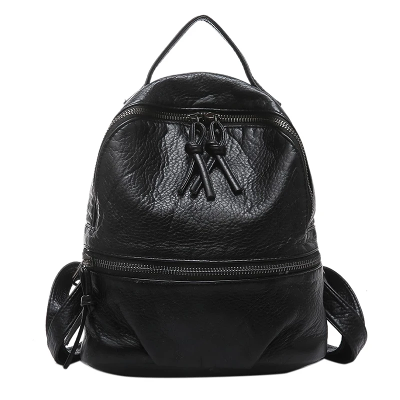 

Soft washed leather Women Backpacks small Black Backpacks For Teenage Girls schoolbag Mochila Feminina traveling Daypack bolsa
