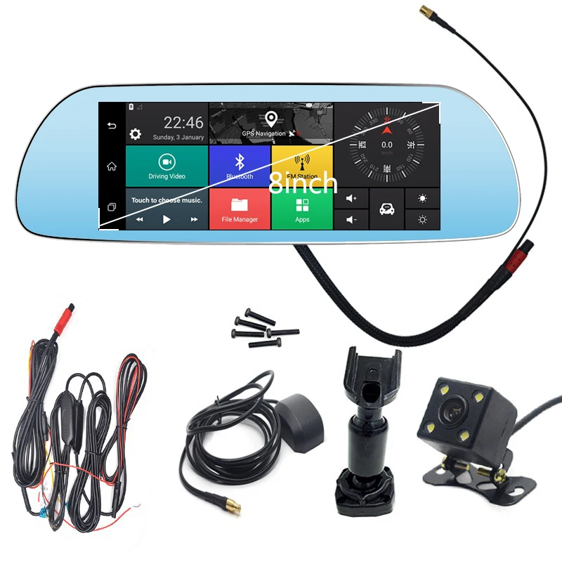 8 &quot3 г Touch Специальный Автомобильный видеорегистратор Камера зеркало GPS Bluetooth 16