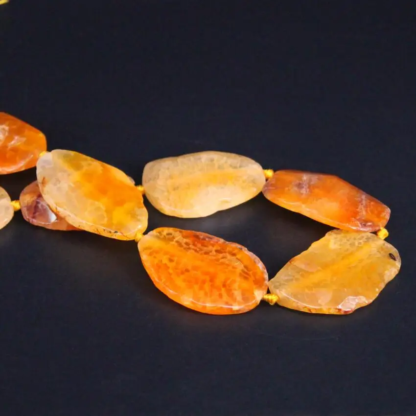 Approx8PCS/strand Orange Yellow Raw Dragon Veins Agates Druzy Faceted Slab Nugget Beads Drusy Gems Stone Slice Pendants Jewelry | Украшения