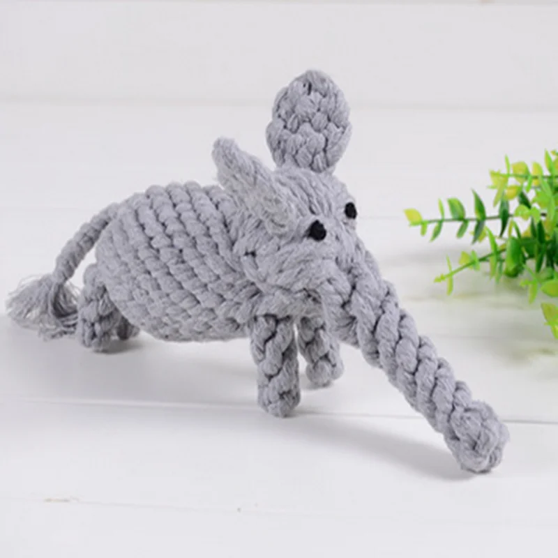 Elephant Игрушки для собак, устойчивые к укусам, ручная вязка, все виды милых животных, форма жевательных зубов, очистка, хлопковая веревка, ручка, узел, товары для домашних животных - Цвет: Elephant