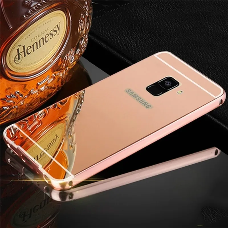 Для samsung A8 2018 A530 случае зеркало Алюминий металлический бампер акриловая задняя