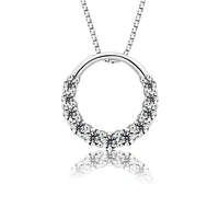 xiyanike silver color rhinestone round shape fashion dazzling allure aaaaa cubic zirconia pendant necklaces for women