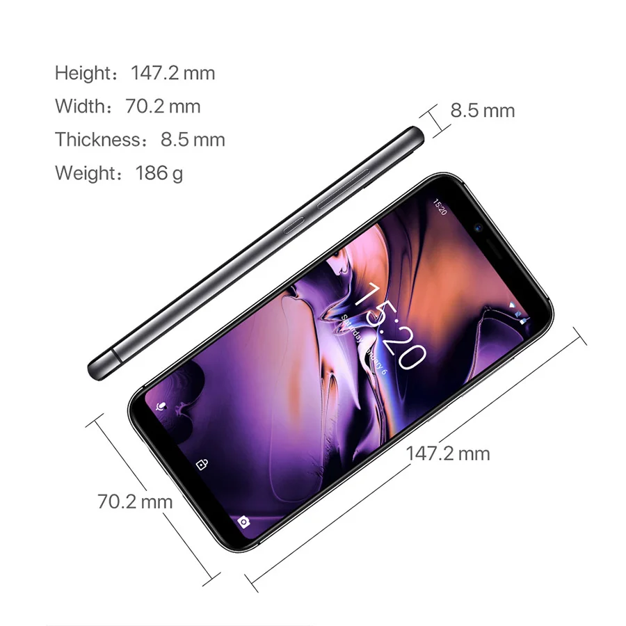 UMIDIGI A3 Смартфон с 5 дюймовым дисплеем четырёхъядерным процессором MTK6739 ОЗУ 2 Гб ПЗУ