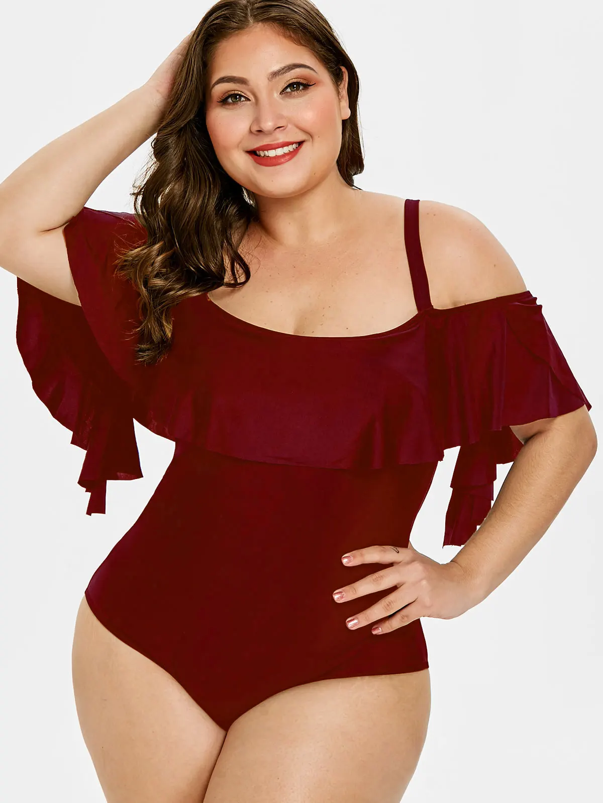 Женский купальник с оборками Rosegal Раздельный глубоким вырезом на спине